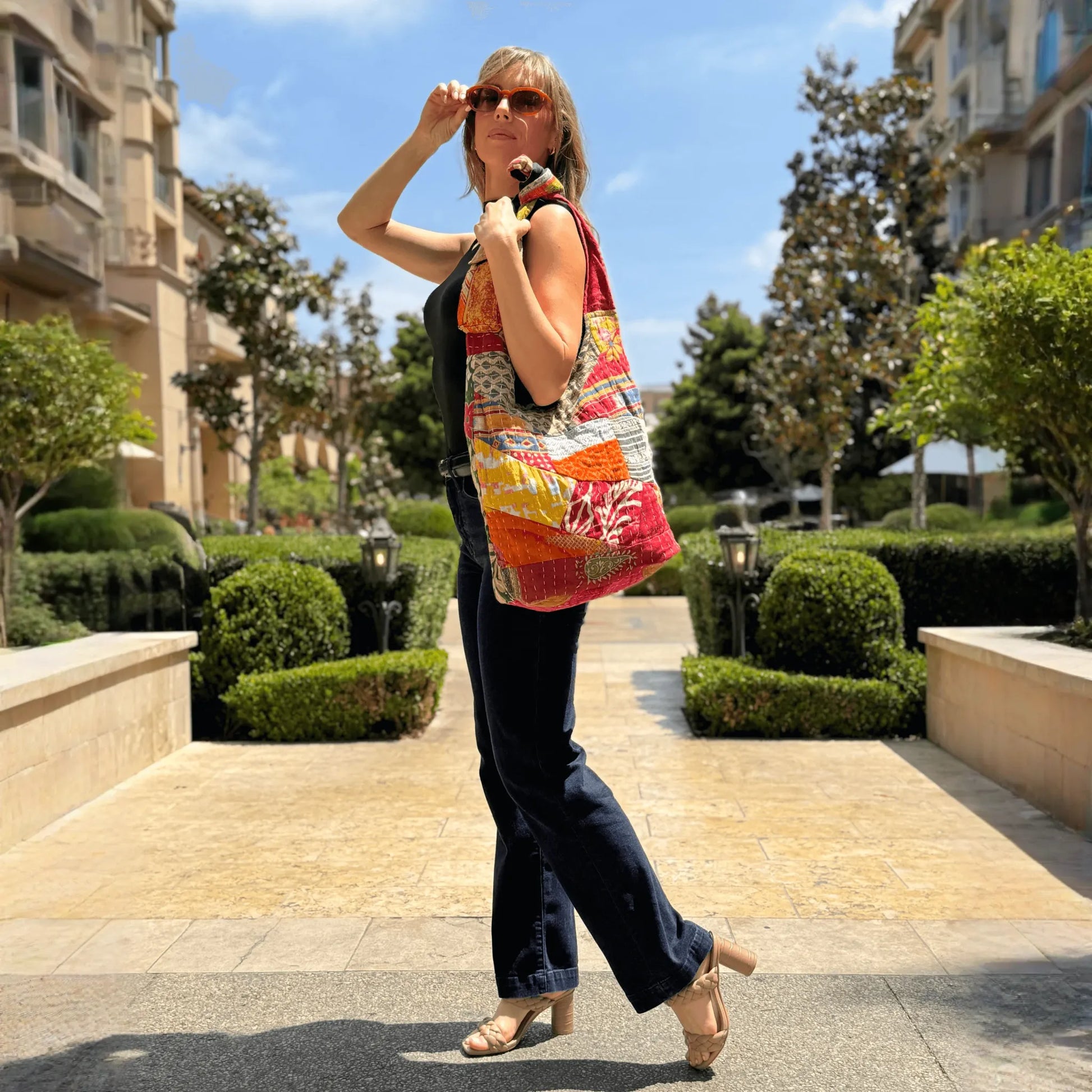 Kathmandu Collection Kantha Patchwork Hobo Bag