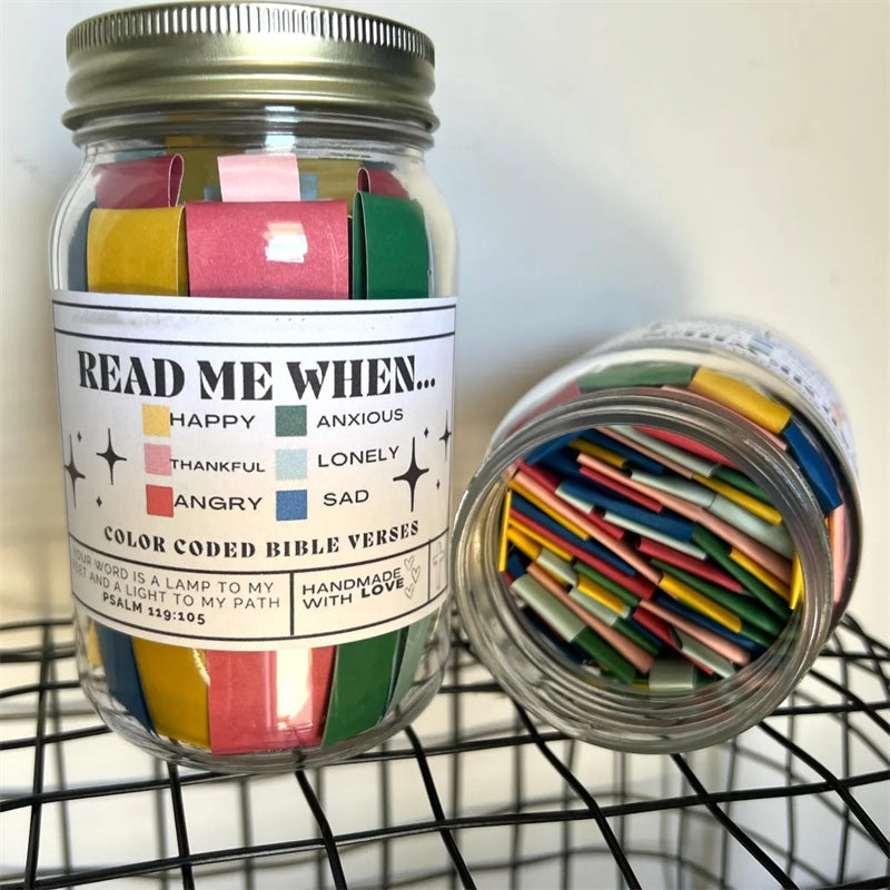 Color - Coded Handmade Bible Verses Jar - 67 Crafted Bible Verses About Emotions and Feelings | Godly Gift of Christ Display - ebasketonline - Little Red General Store