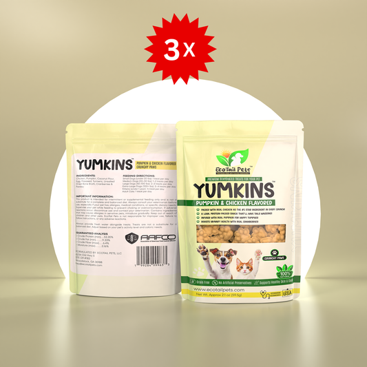 Yumkins™: 3 x (2.1oz) Pumpkin & Chicken Flavored Crunchy Paws – Bundle - EcoTail Pets - Little Red General Store