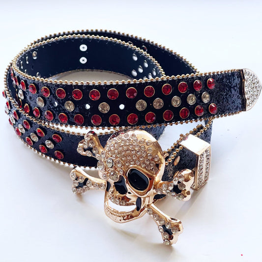 Punk Belt for Women, Shiny, Textured, Fashion Skeleton Design