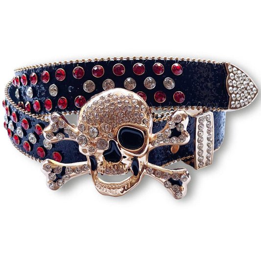 Punk Belt for Women, Shiny, Textured, Fashion Skeleton Design