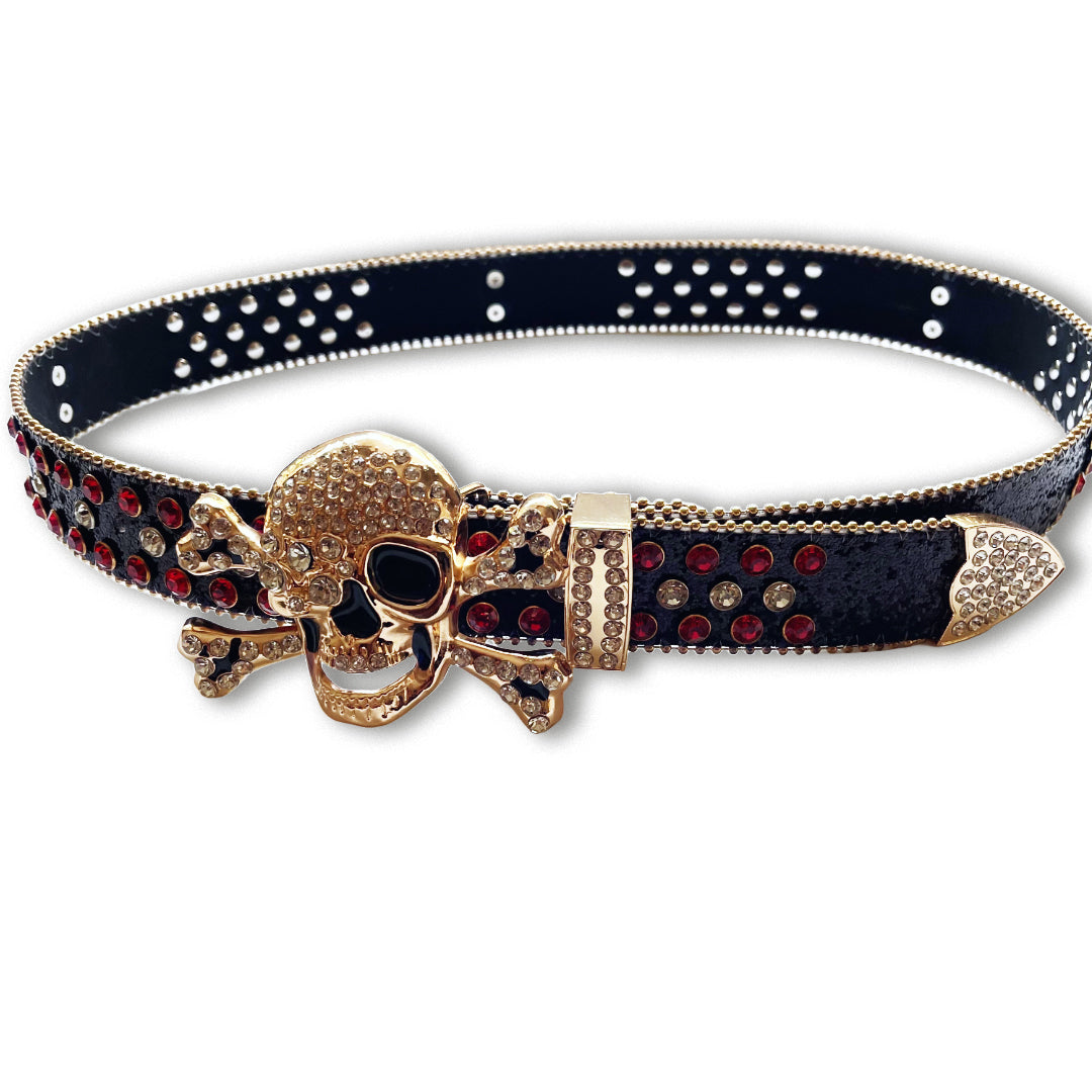 Punk Belt for Women, Shiny, Textured, Fashion Skeleton Design
