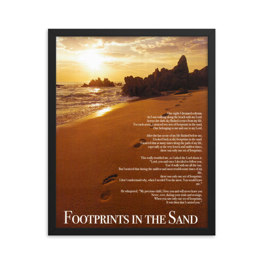 Framed Footprints in The Sand Poster Wall Art Print