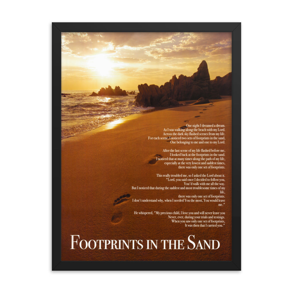 Framed Footprints in The Sand Poster Wall Art Print