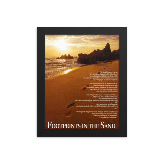 Framed Footprints in The Sand Poster Wall Art Print