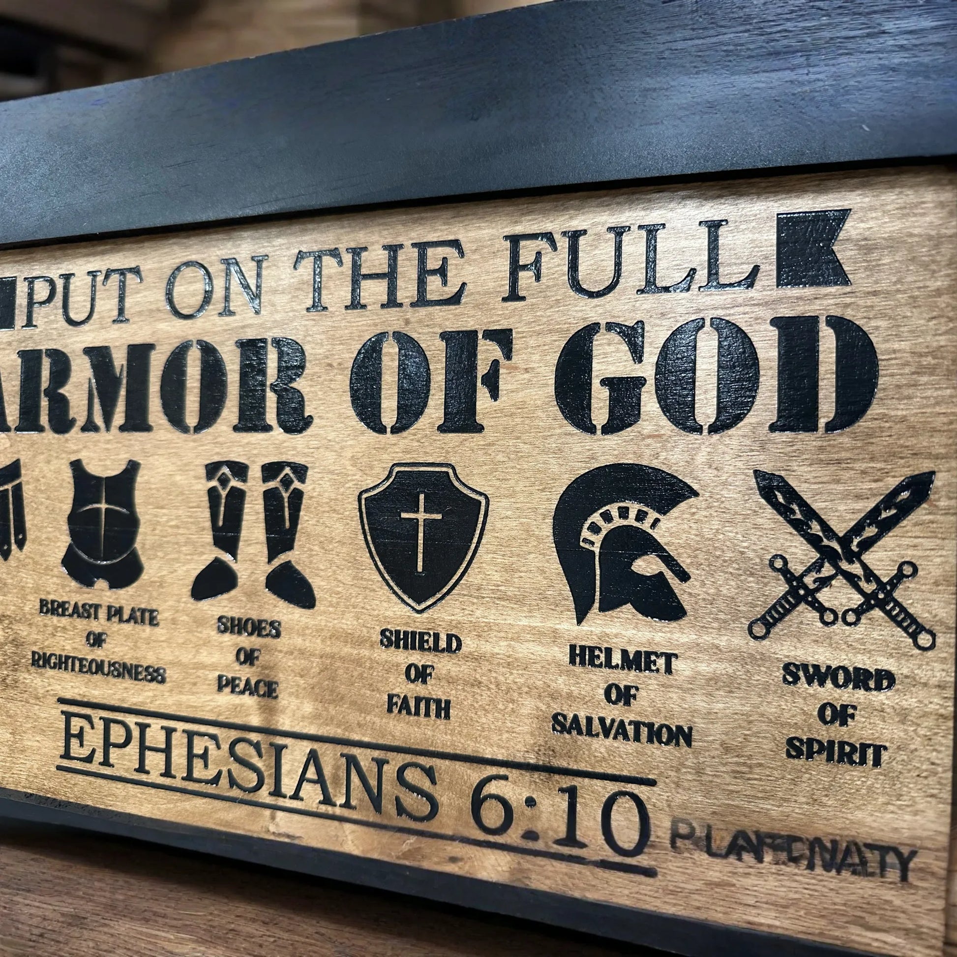 Hidden Gun Cabinet Put On The Full Armor Of God, Secure Concealed Ephesians 6:10 Gun Safe by Bellewood Designs