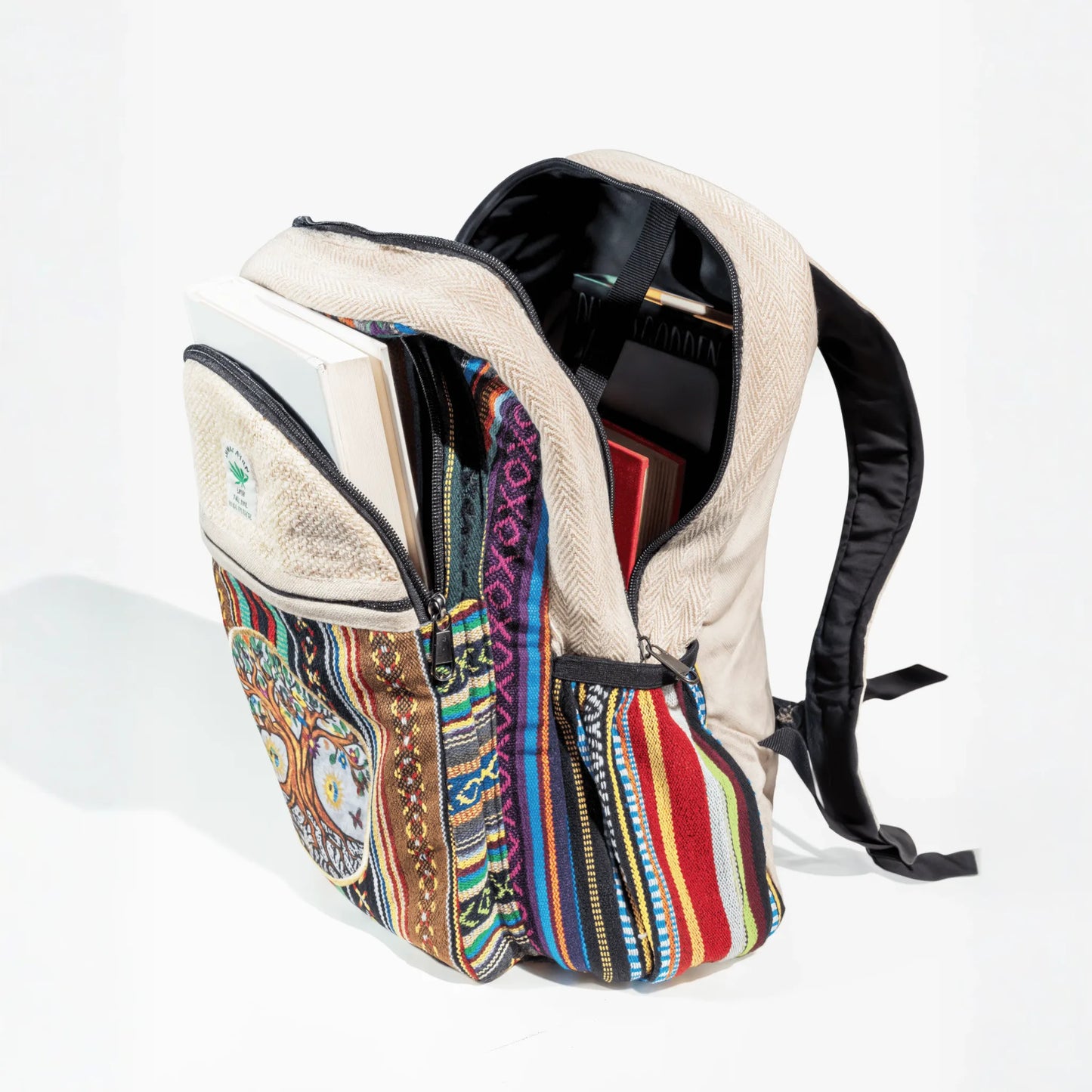Kathmandu Collection Handmade Cotton and Hemp Tree of Life Backpack