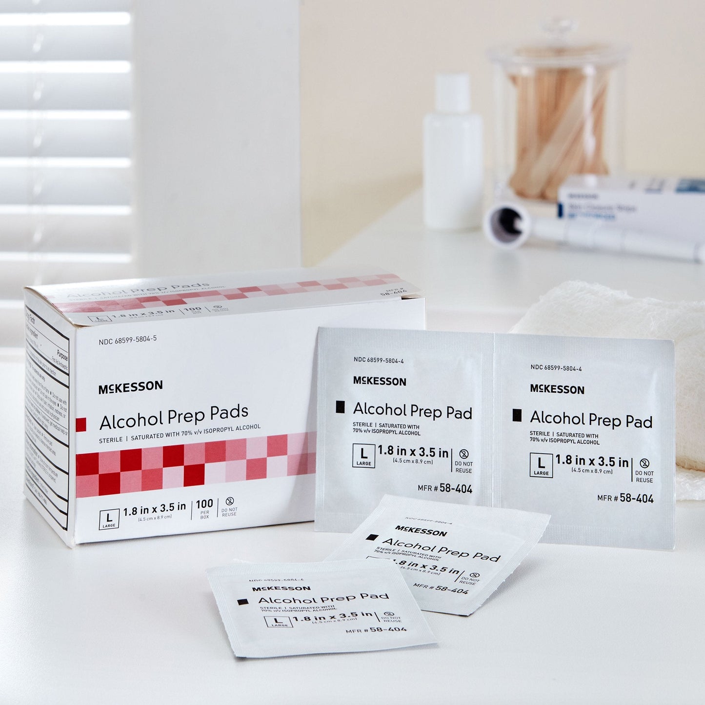 McKesson Alcohol Prep Pad Isopropyl Alcohol, 1-4/5 x 3-1/2 Inch 58-404