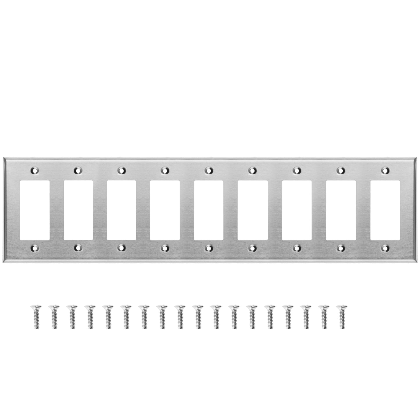 9-Gang Stainless Steel Decora Switch Wall Plate