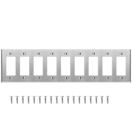 9-Gang Stainless Steel Decora Switch Wall Plate