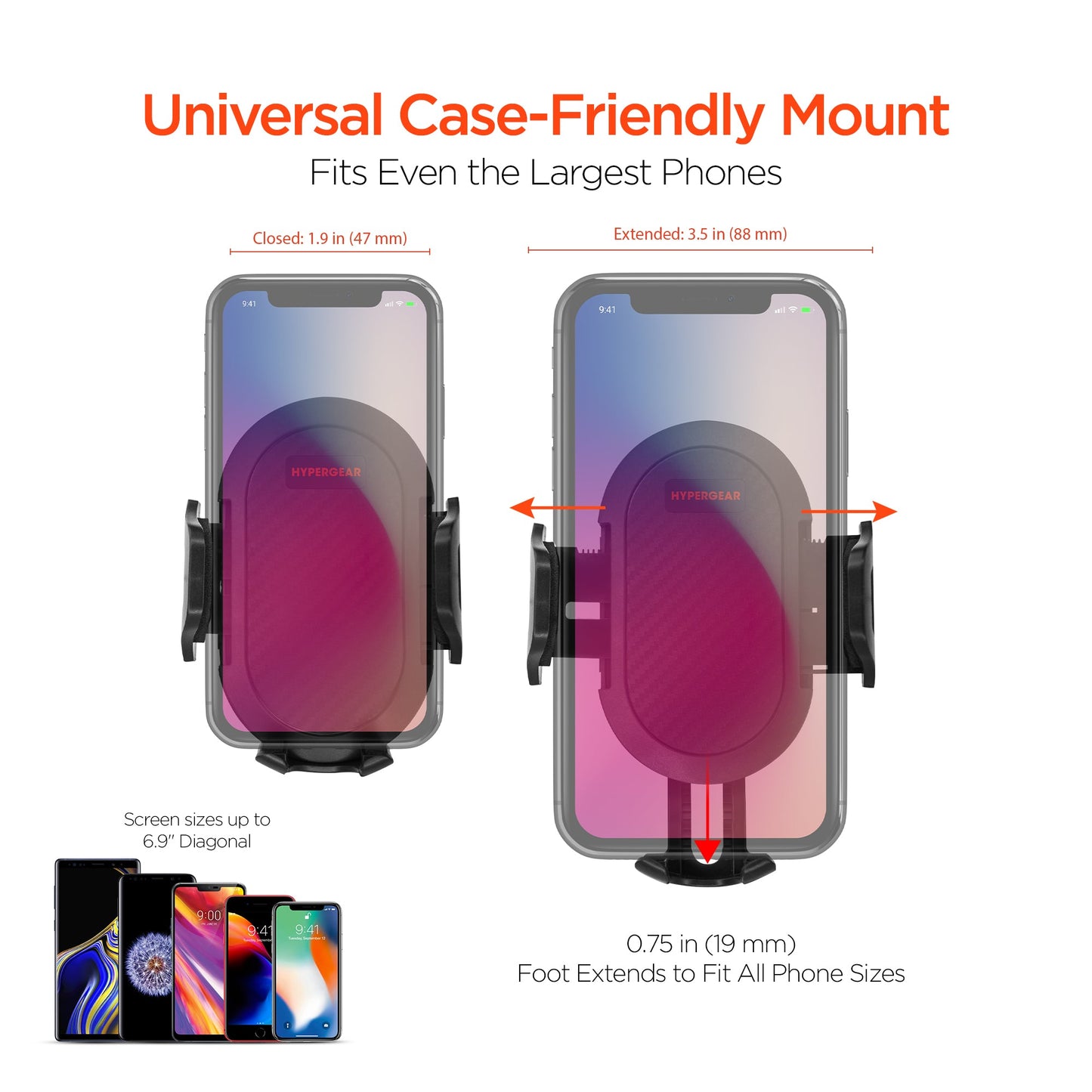 HyperGear 3-in-1 Phone Mount Kit Black (15289-HYP)