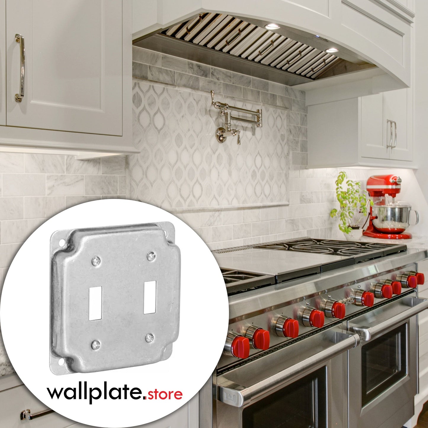 4 inch Square Galvanized Steel Double Toggle Switch Electrical Box Cover