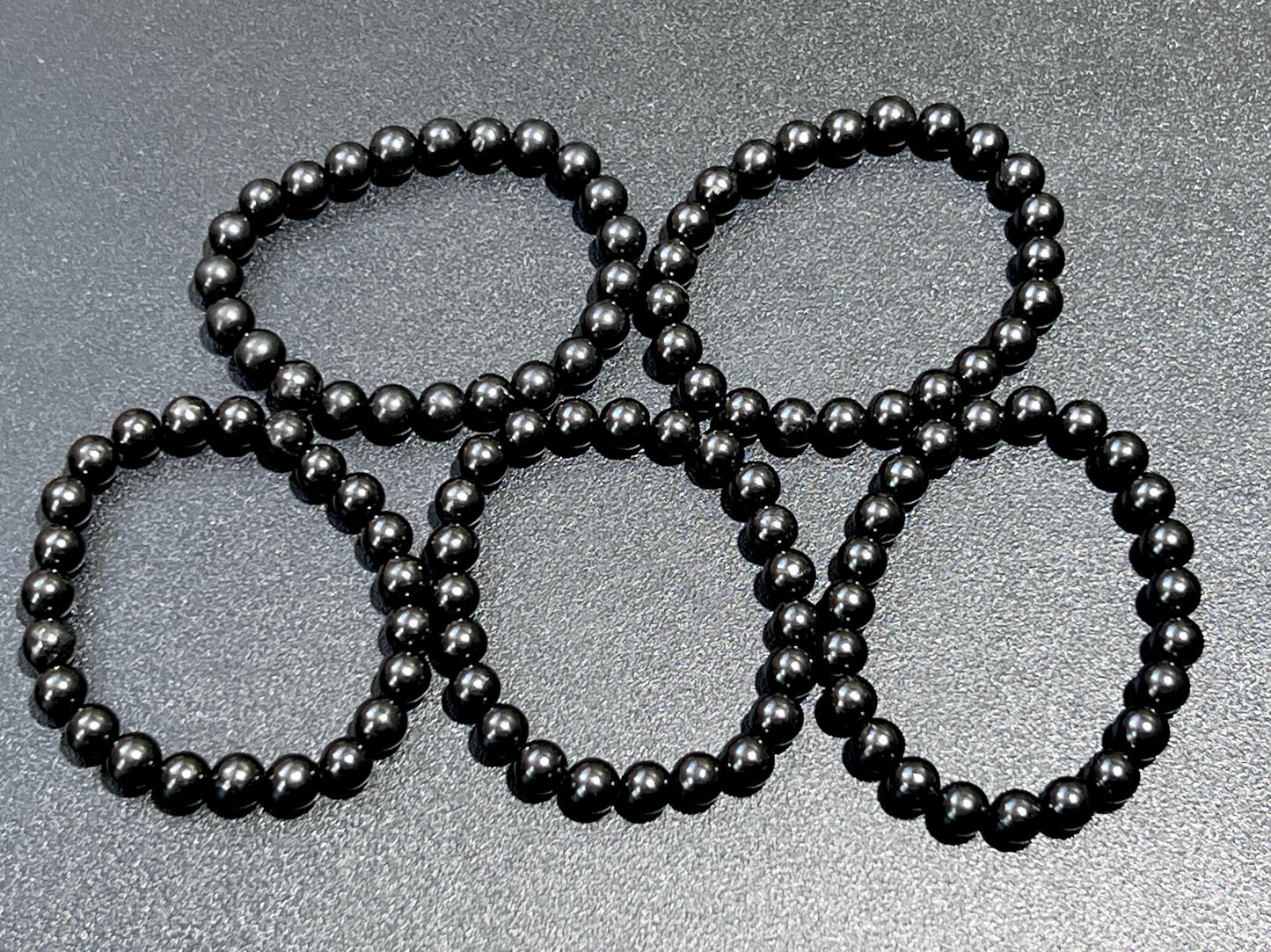 Black Shungite Bead Stretch Bracelet (8mm Beads) Gemstone Jewelry Supply
