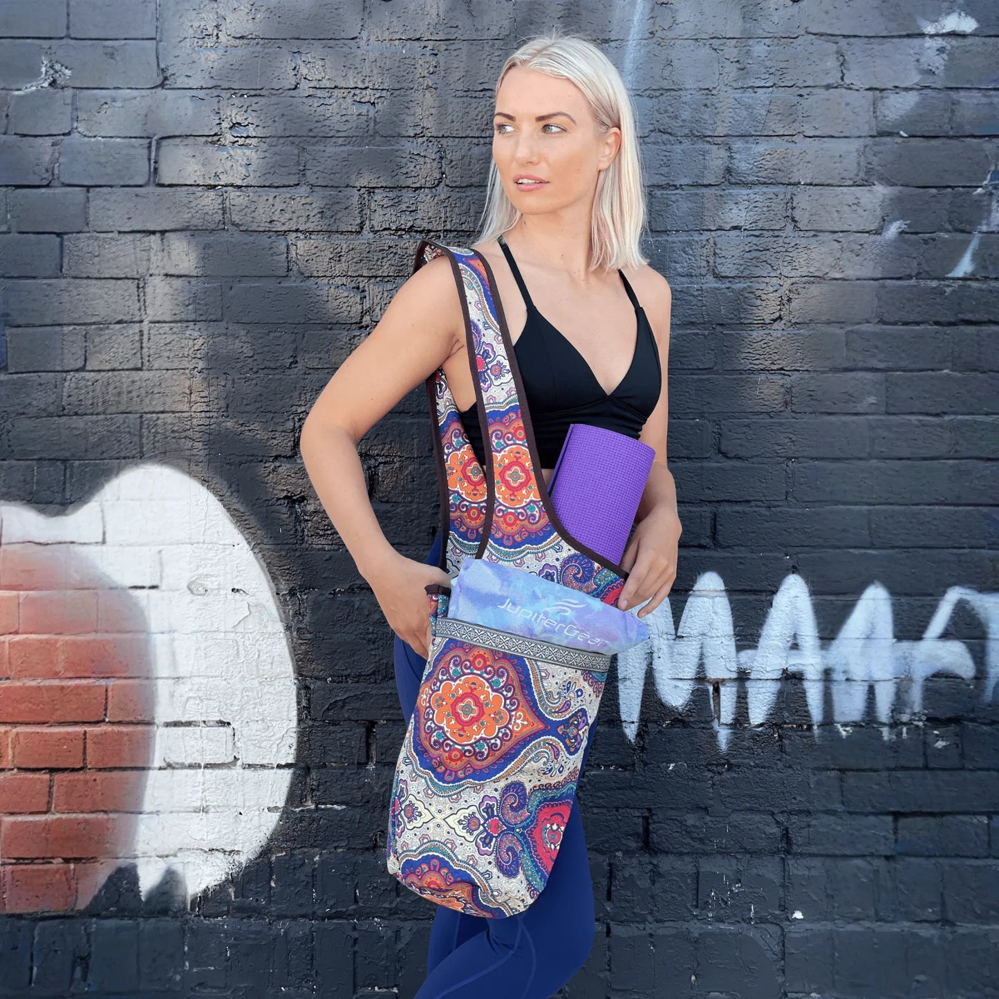 JupiterGear Yoga Mat Carrying Tote Bag with Large Pockets