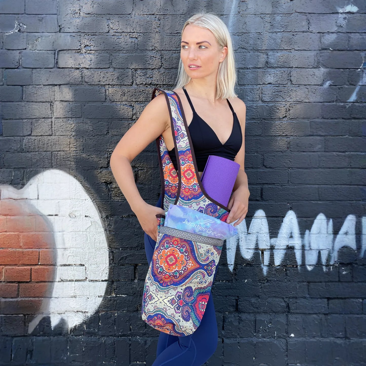 JupiterGear Yoga Mat Carrying Tote Bag with Large Size Pockets | Multipurpose and Fit Most Size Mats