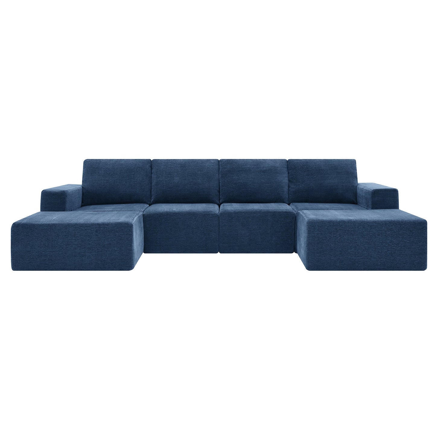 110*72' Modular U Shaped Sectional Sofa with Ottomans,Luxury Cloud Chenille Floor Couch with Deep Seat,No Assembly Required,Fully Compressed Upholstered Sofa for Living Room,Bedroom,3 Colors