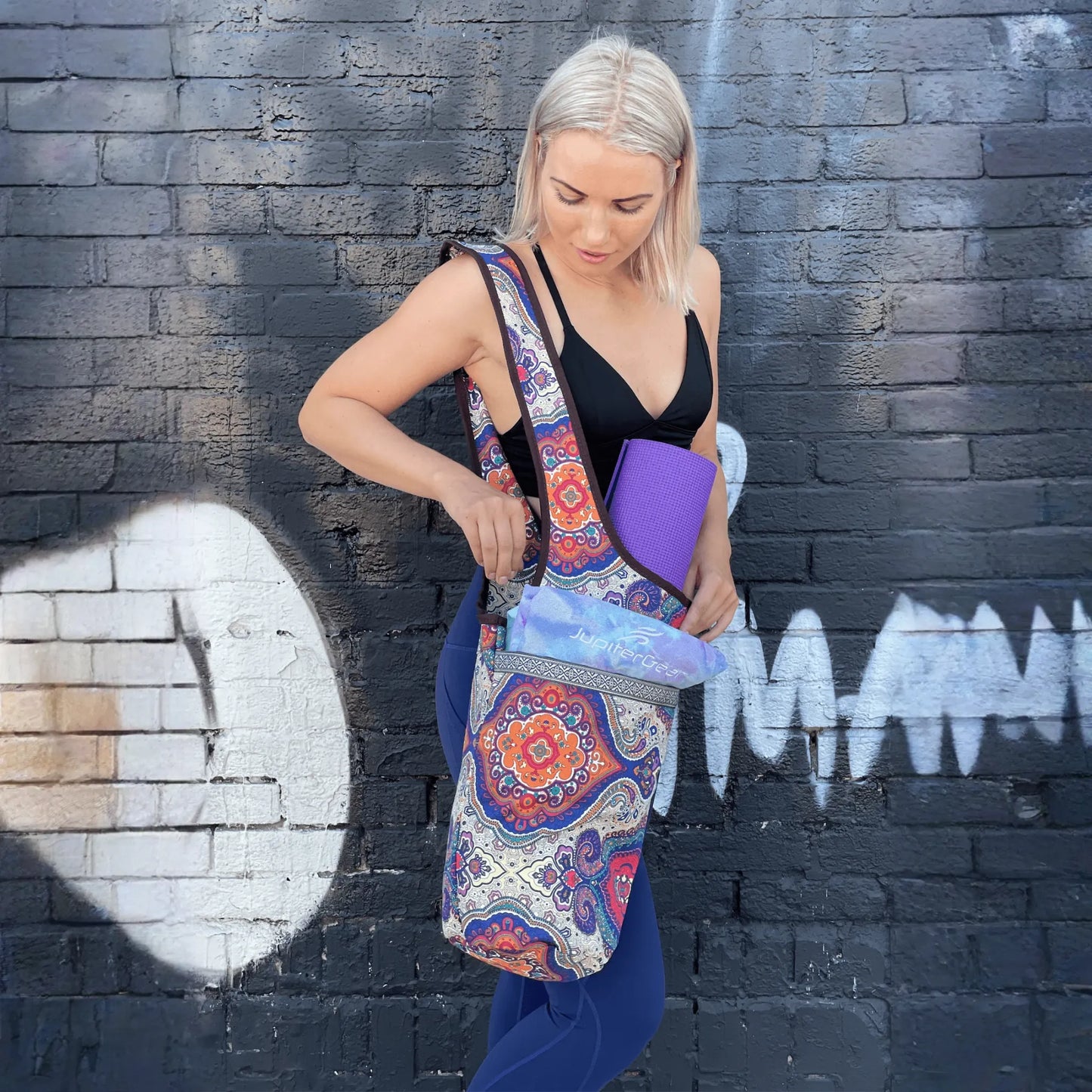 JupiterGear Yoga Mat Carrying Tote Bag with Large Pockets