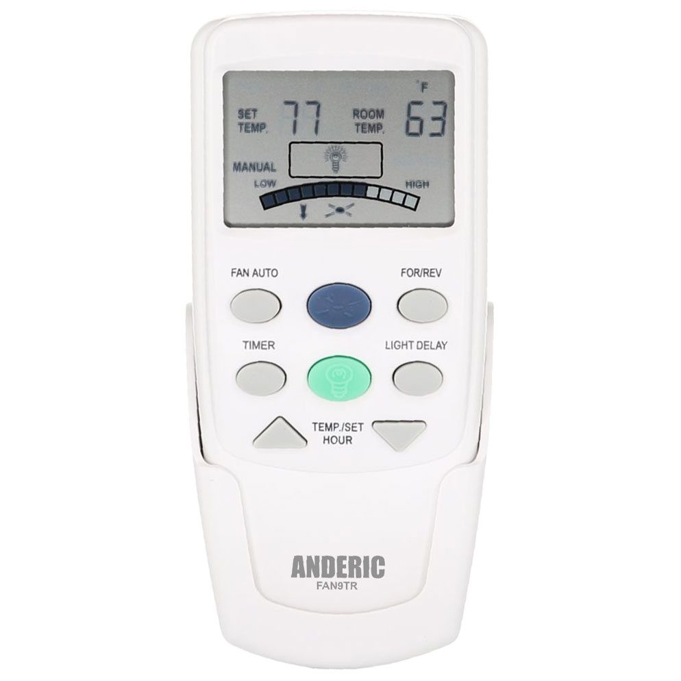 Anderic FAN9TR Replacement Thermostatic Ceiling Fan Remote Control with Reverse Key for Hampton Bay | L3HFAN9T, FAN-9T