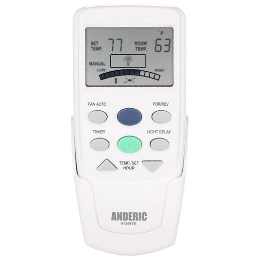Anderic FAN9TR Replacement Thermostatic Ceiling Fan Remote Control with Reverse Key for Hampton Bay | L3HFAN9T, FAN-9T