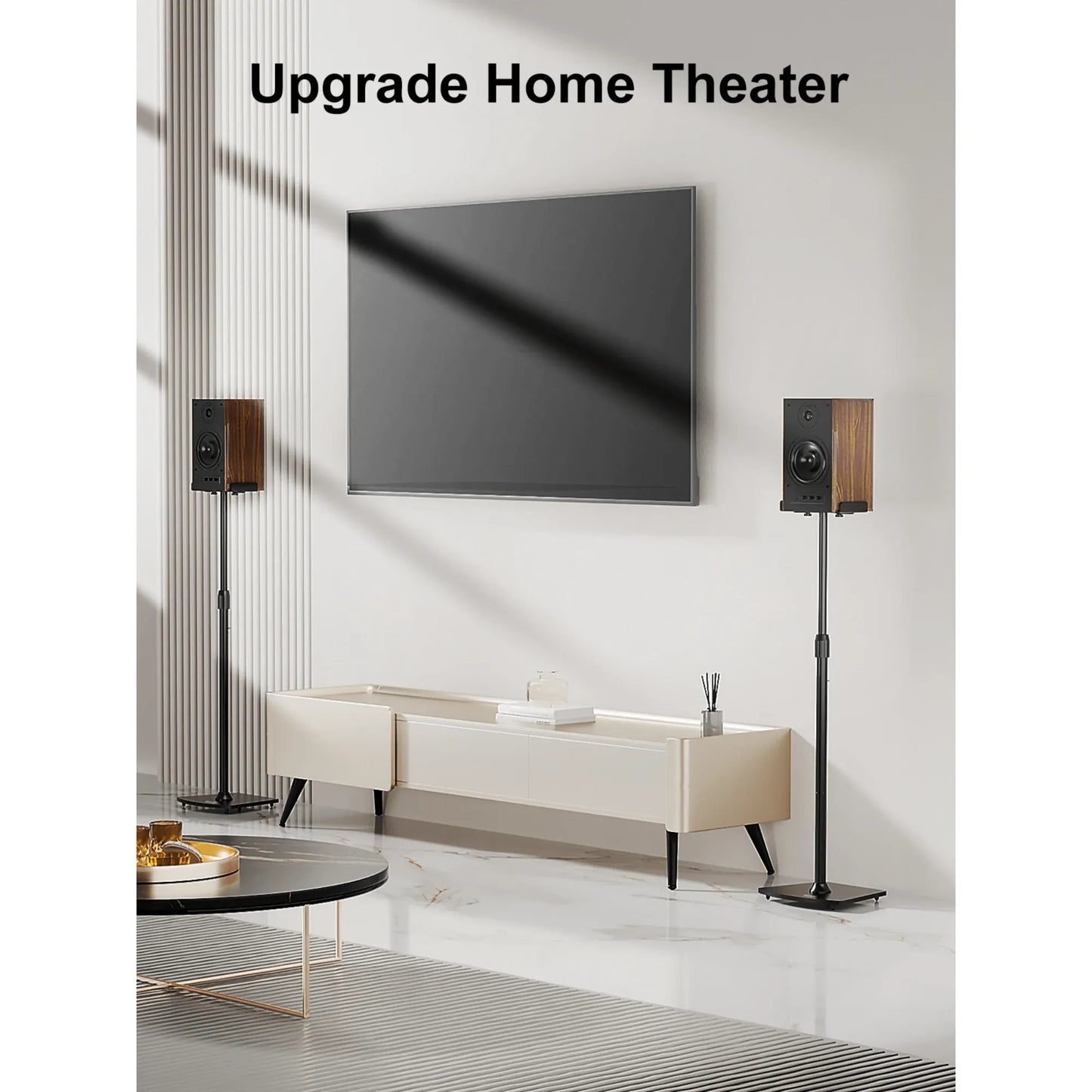ErgoAV 1-Pair Adjustable Height Bookshelf Speaker Stands