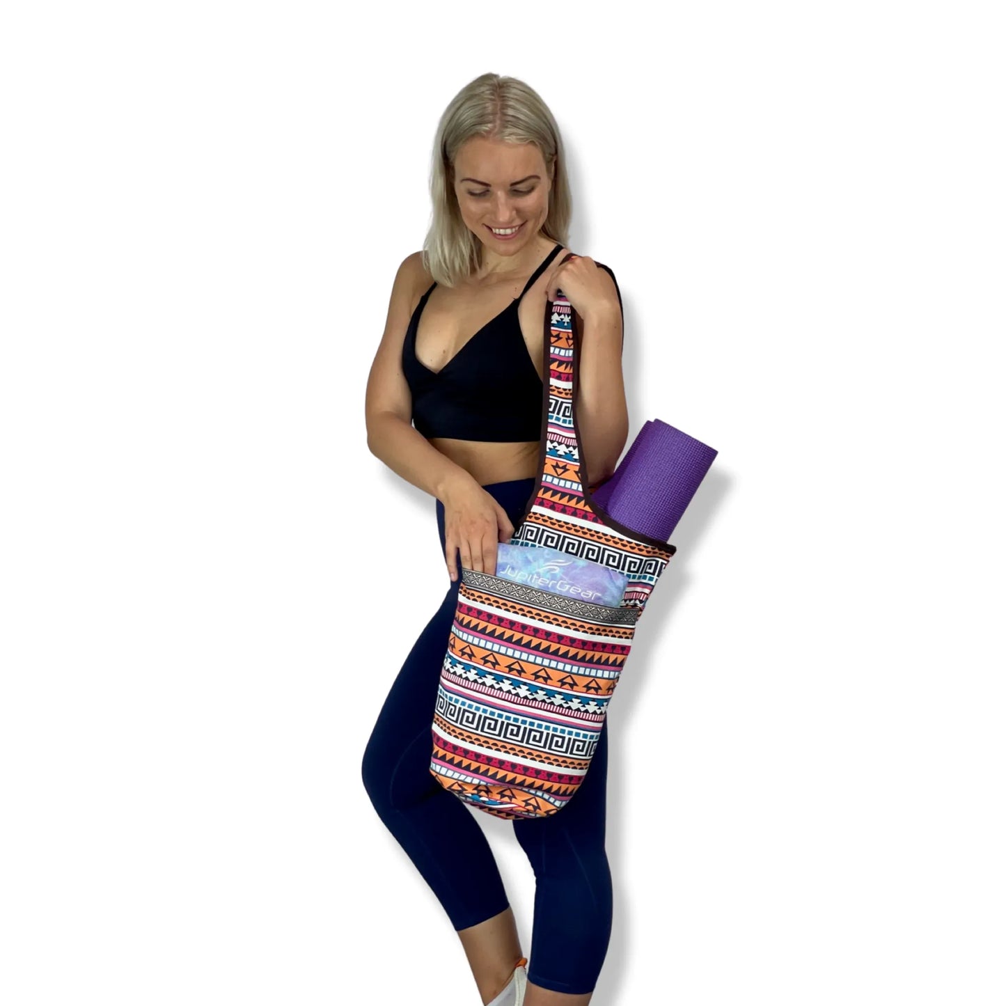 JupiterGear Yoga Mat Carrying Tote Bag with Large Size Pockets | Multipurpose and Fit Most Size Mats
