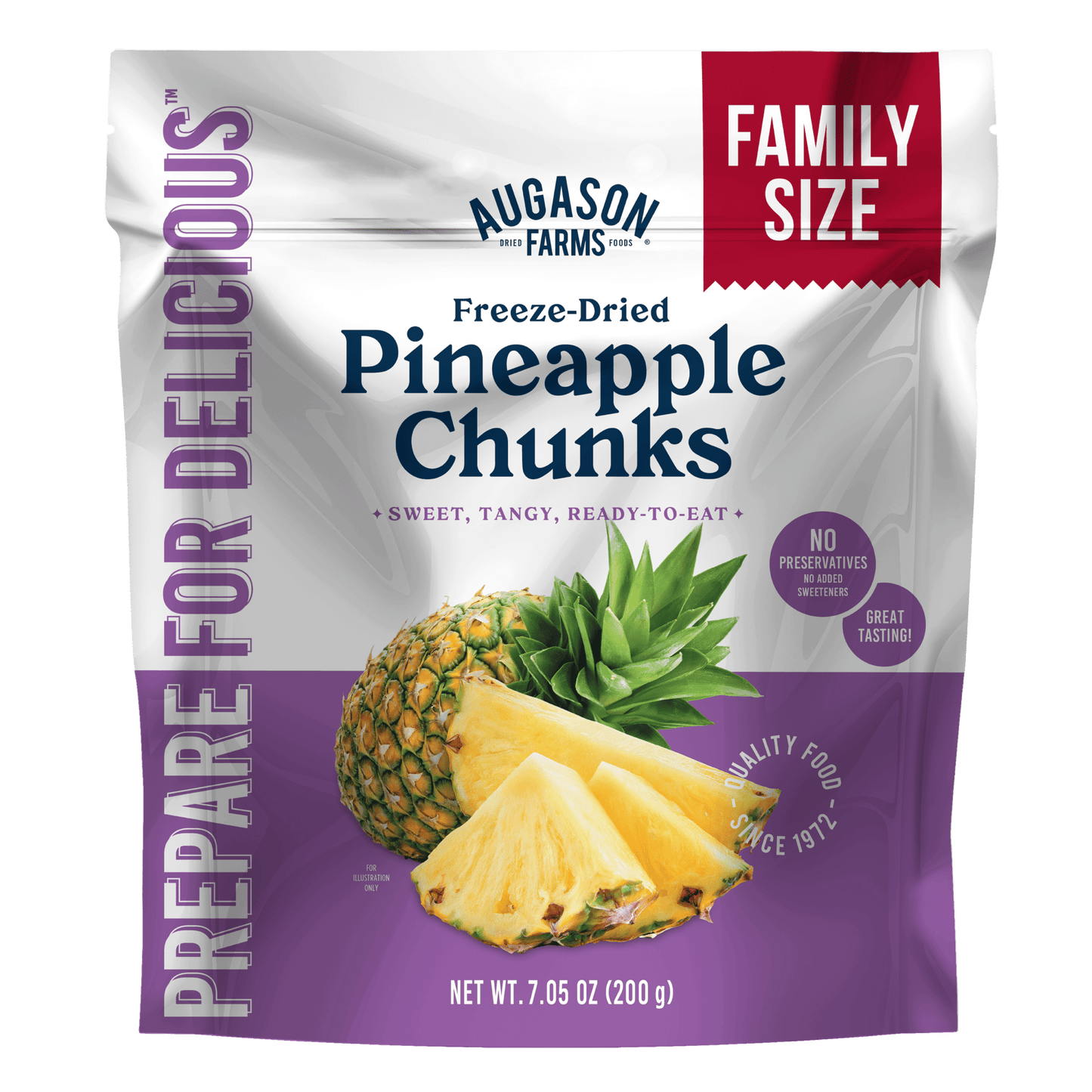 Freeze Dried Pineapple Pieces Family Size Pouch, 20 Servings