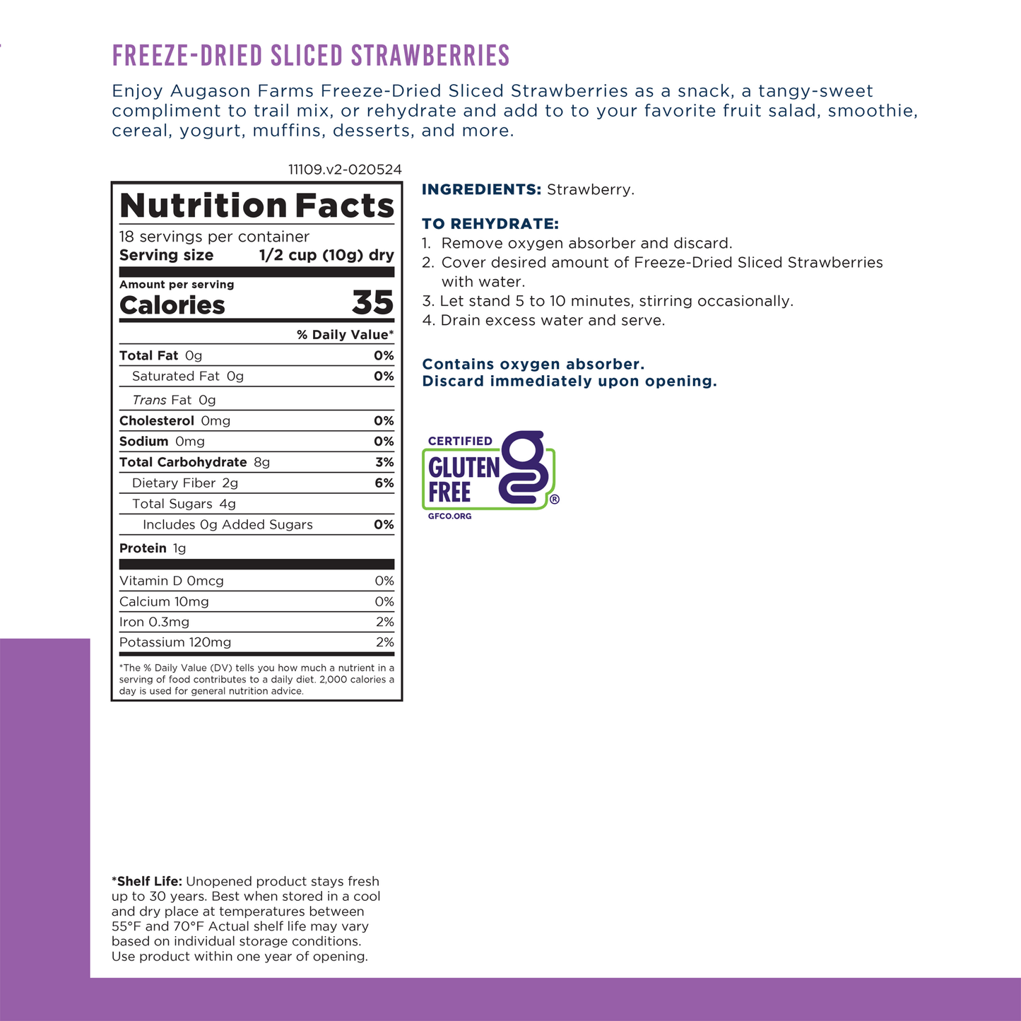 Freeze Dried Sliced Strawberries Can, 18 Servings