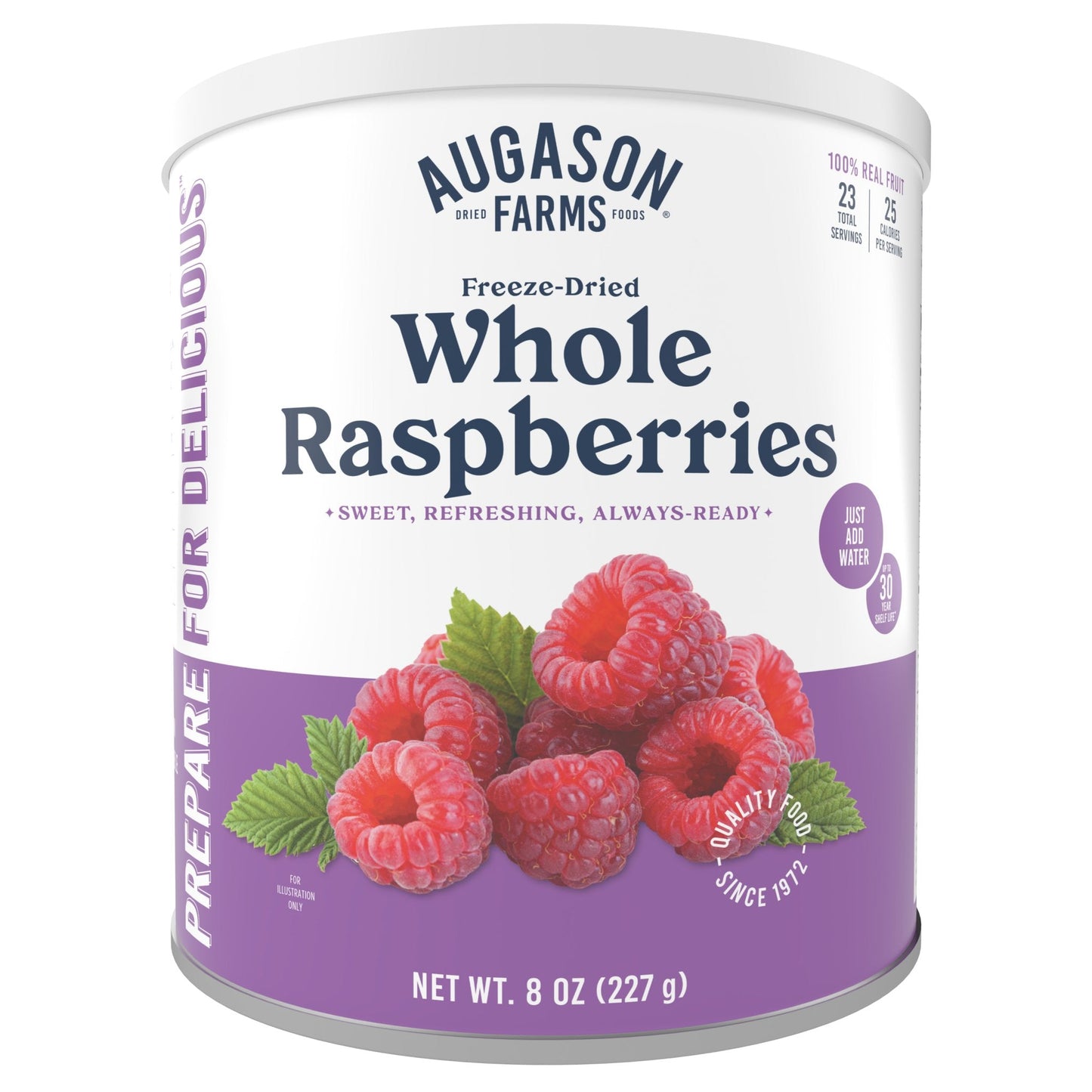 Freeze Dried Whole Raspberries Can, 23 Servings