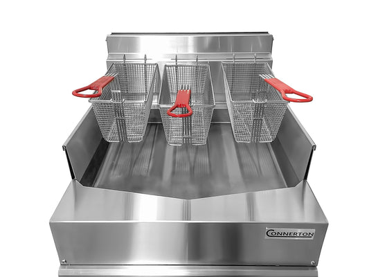 Connerton - CSF - 24 - Commercial Thermostatic SHALLOW FRYER with 2 or 3 Baskets, Total 60.000 BTUs best for Frying and Grilling - Freezeandfry.com - Little Red General Store