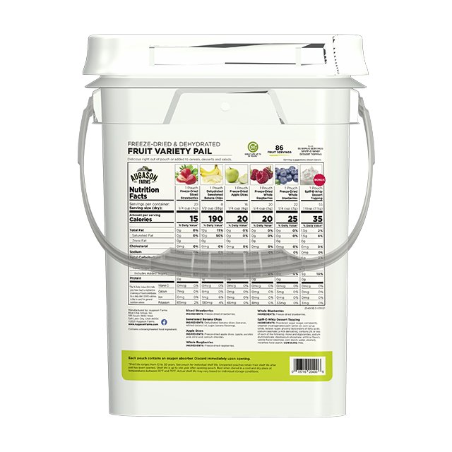 Dehydrated & Freeze Dried Fruit Variety Pail, 86 Servings