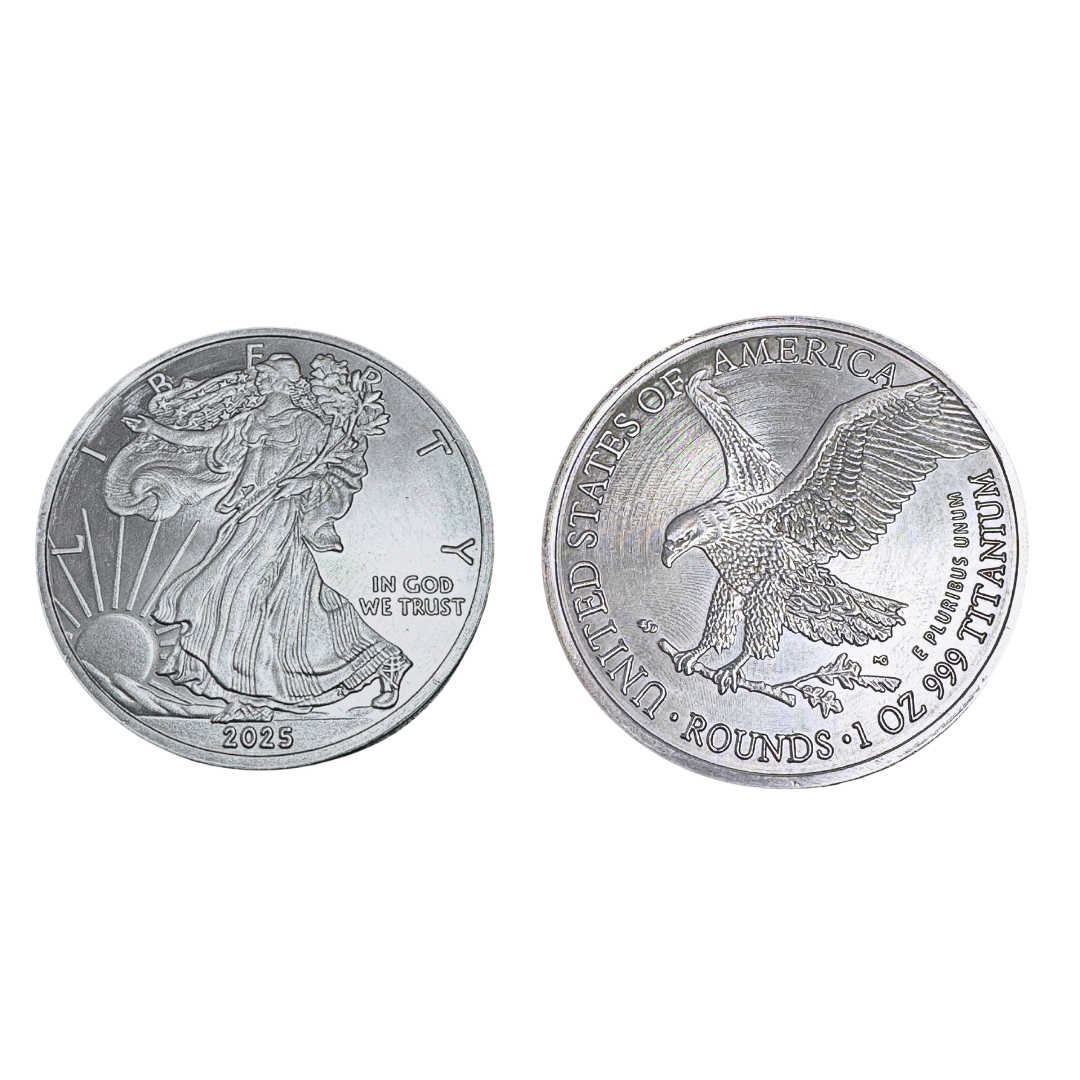 2025 1 Ounce OZ 999 Fine Solid USA American Liberty Eagle Coin Titanium Precious Metal Ingot Bullion Ti Element Chemistry Proof Mint Coin