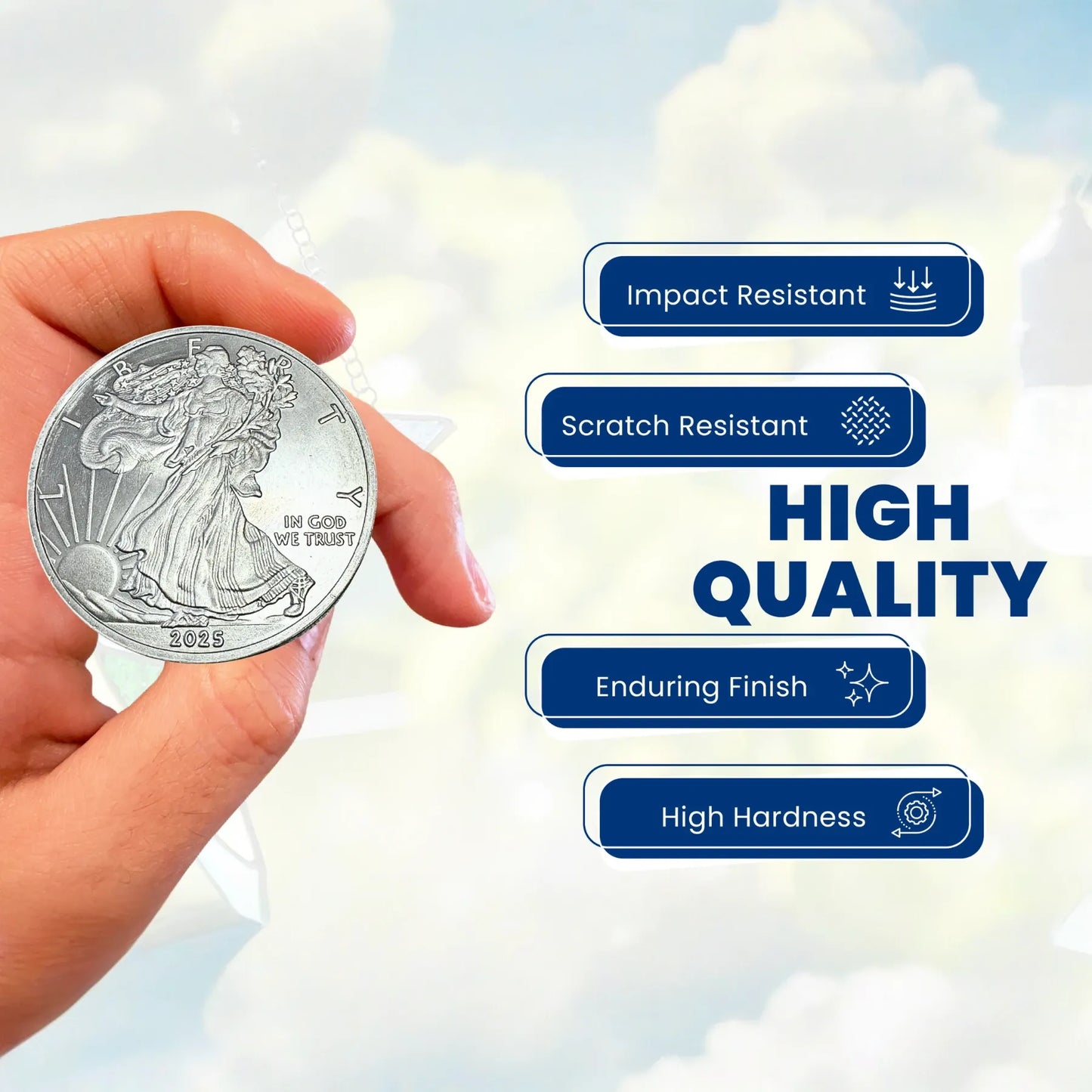 2025 1 Ounce OZ 999 Fine Solid USA American Liberty Eagle Coin Titanium Precious Metal Ingot Bullion Ti Element Chemistry Proof Mint Coin