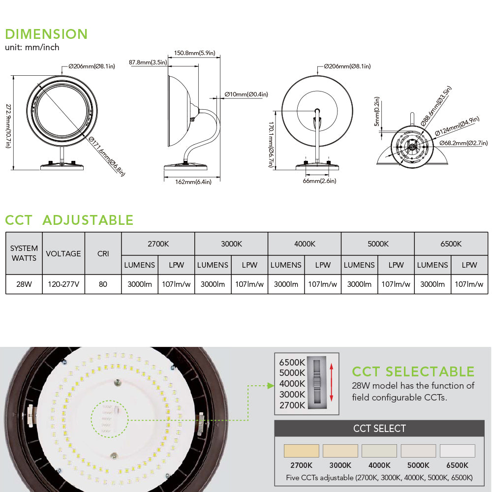 LED Gooseneck Barn Light with Photocell 28W 3000LM Color Tunable 2700K 3000K 4000K 5000K 6500K Dimmable Outdoor Wall Sconce