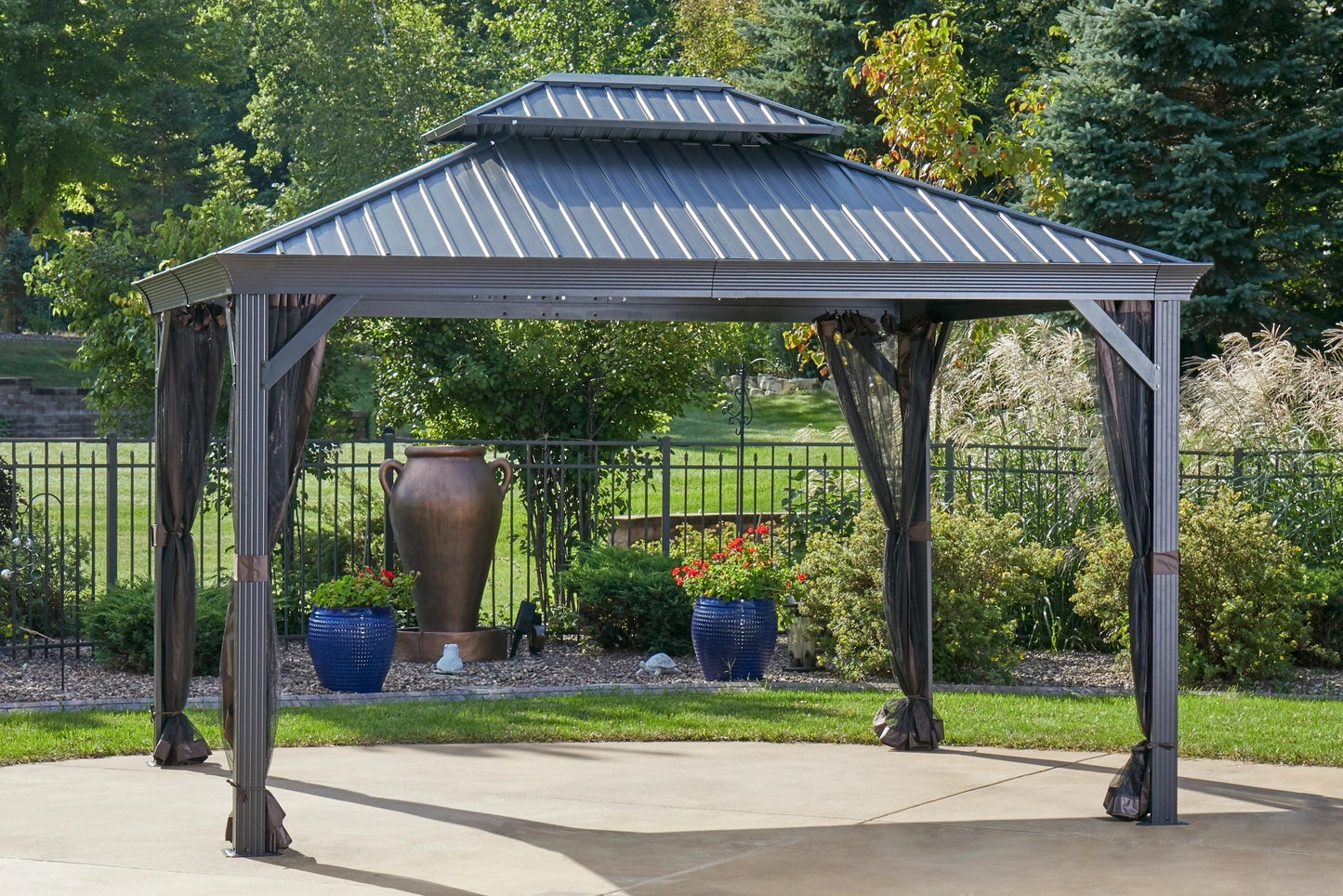 Shade N' Shelters 12' x 12' Granite Peak Hardtop Gazebo with Mosquito Netting