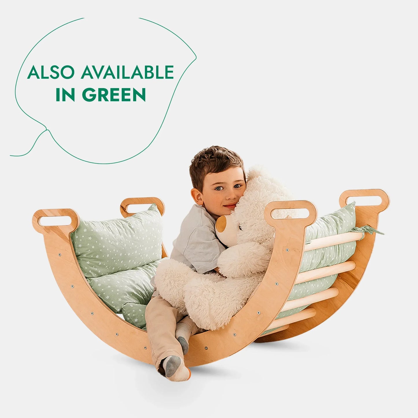 5in1 Montessori Climbing Set: Triangle Ladder + Arch/Rocker + Slide Board/Ramp + Netting rope + Cushion