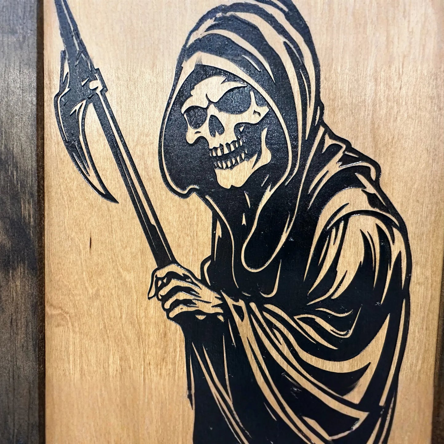 Hidden Gun Safe With Grim Reaper Design, Secure Concealed Gun Shelf by Bellewood Designs