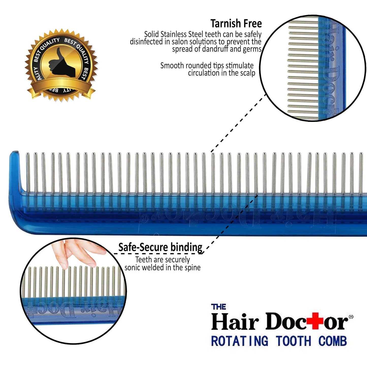 Vanity Comb with Rotating Pins Reduces Hair Damage - Hair Doctor Products - Little Red General Store