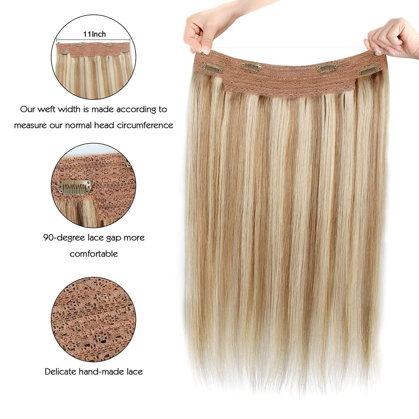Halo Hair extensions Body Wave Real Human Hair  14''