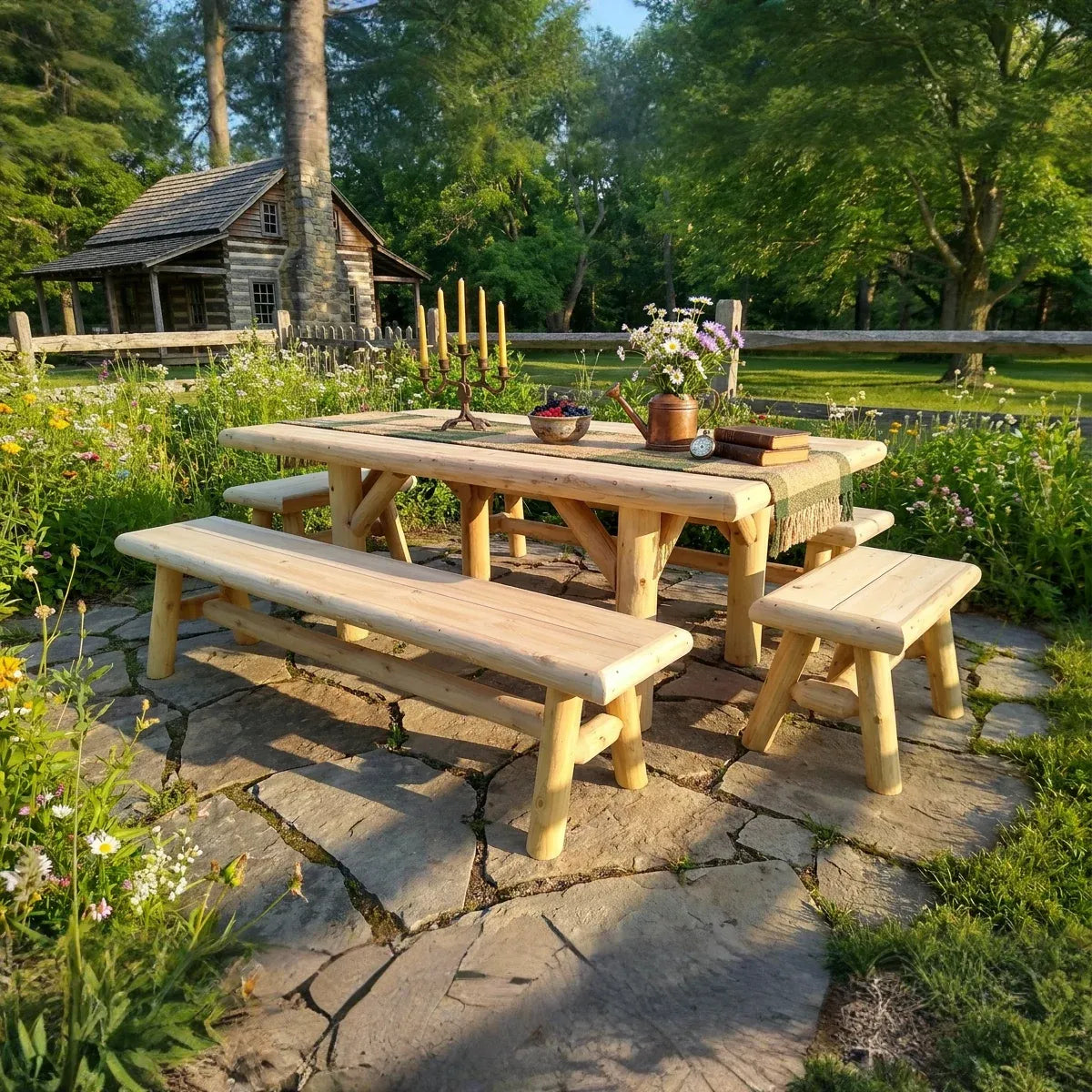 Handmade Rustic Outdoor Picnic Table