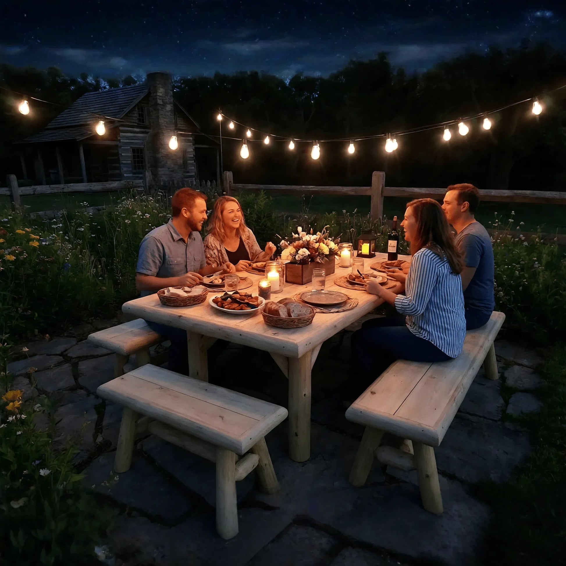 Handmade Rustic Outdoor Picnic Table