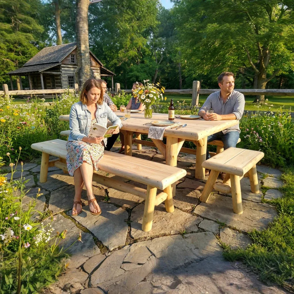 Handmade Rustic Outdoor Picnic Table