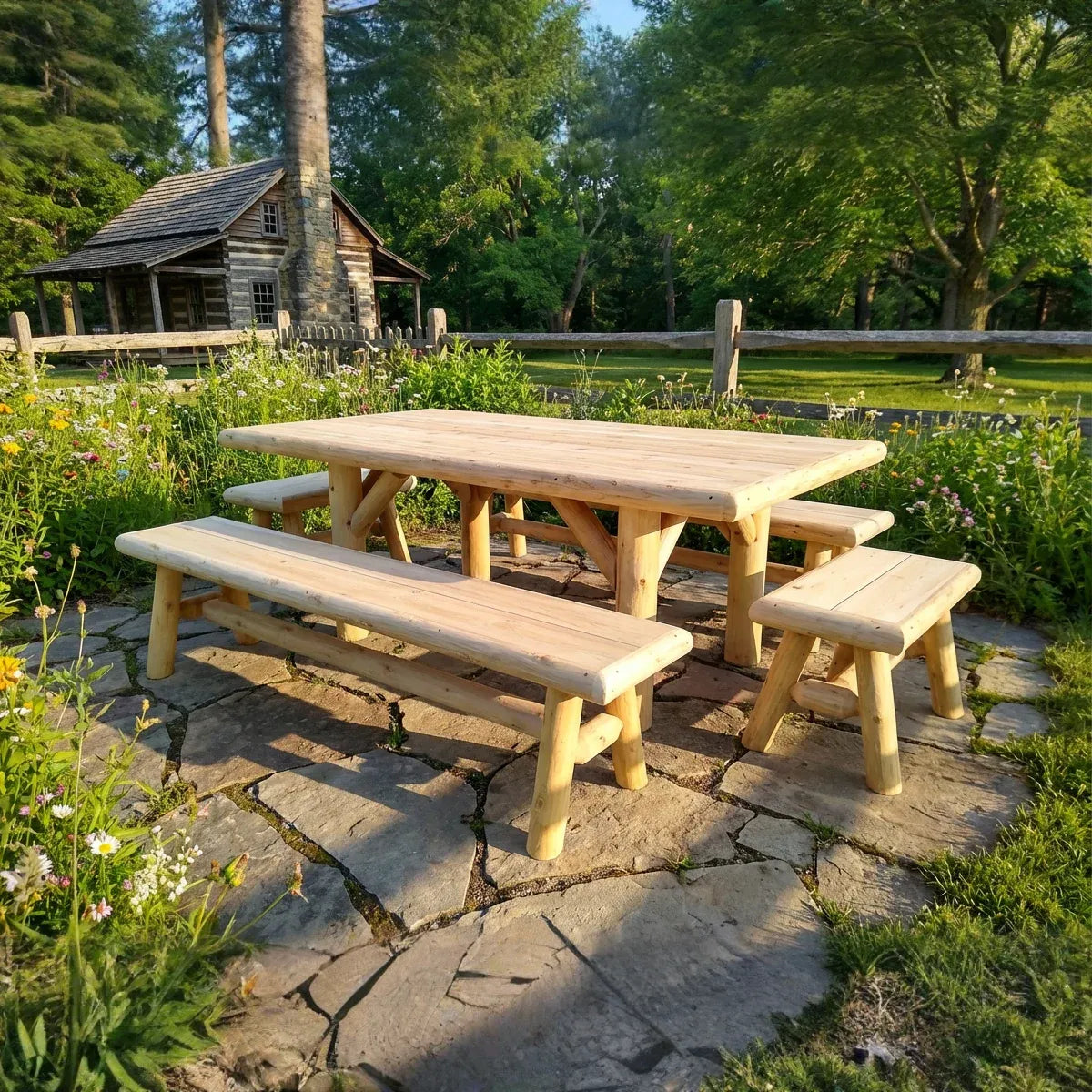 Handmade Rustic Outdoor Picnic Table