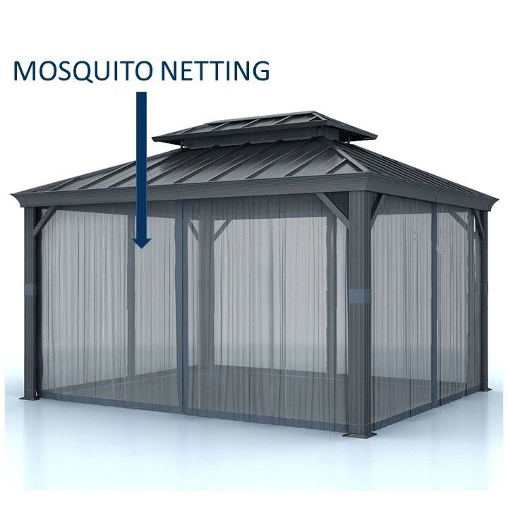 Shade N' Shelters 10' x 10' Granite Peak Hardtop Gazebo Mosquito Netting with Hooks