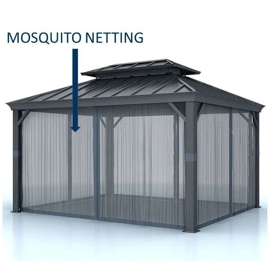 Shade N' Shelters 10' x 14' Granite Peak Hardtop Gazebo Mosquito Netting with Hooks