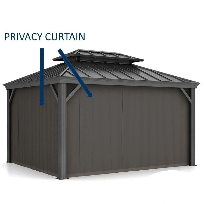 Shade N' Shelters 10' x 14' Granite Peak Hardtop Gazebo Privacy Curtain with Hooks