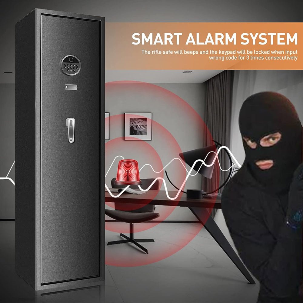 57" Heavy Duty Anti-Theft Fireproof Biometric Gun Rifle Pistol Safe For Home, 11-12 Guns (SAK53816)