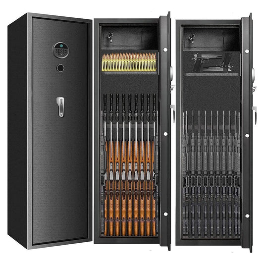 57" Heavy Duty Anti-Theft Fireproof Biometric Gun Rifle Pistol Safe For Home, 11-12 Guns (SAK53816)