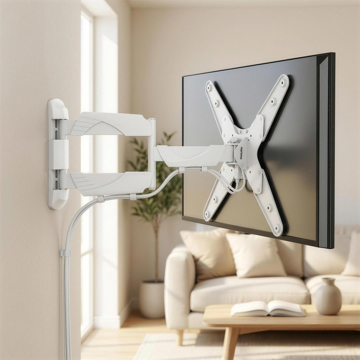 QualGear 23-55 in Full Motion TV Wall Mount, Low Profile, White, QG-TM-004-WHT