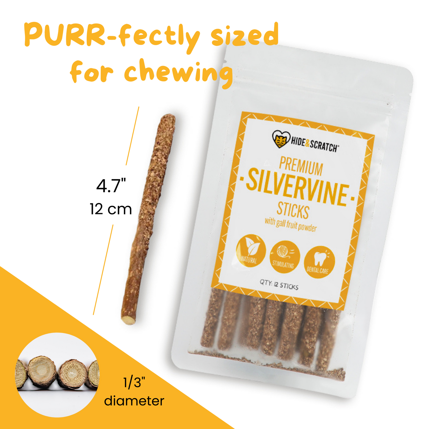 Premium Silvervine Sticks with Gall Fruit Powder (12 ct) - Hide & Scratch - Little Red General Store