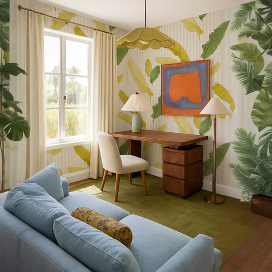 Banana Cabana Wallpaper, yellow and green
